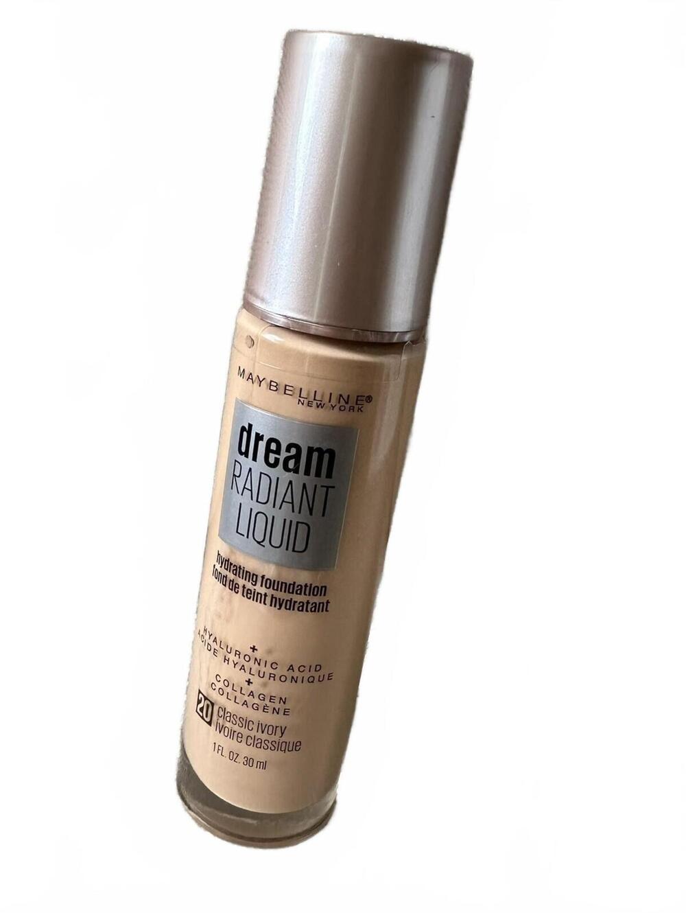 Maybelline Dream Radiant Liquid Hydrating Foundation 20 Classic Ivory 1 Oz New